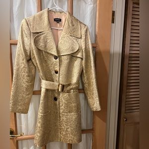 Bebe gold brocade jacket with belt size medium